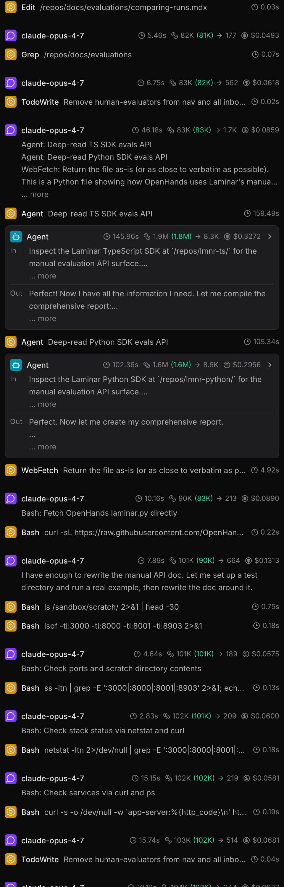 Trace transcript
